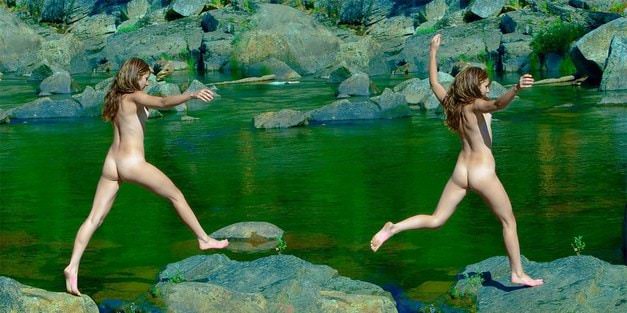 Teen girl at the waterfall naturists video [Naturism Archiv]